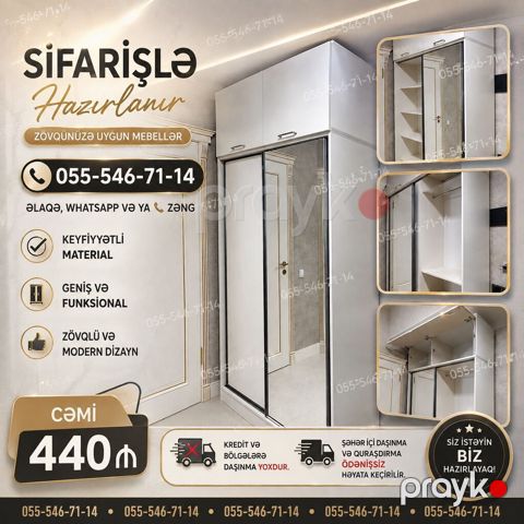 Düz dolab, Dəhliz üçün, Yataq otağı üçün, Qarderob, Kupe, 2 qapılı — Bakı