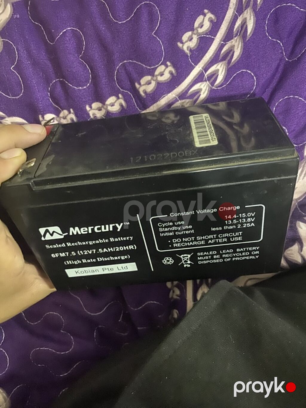Mercury markalı doldurulan akkumulyator - Model: 6FM7.5 — Akkumulyatorlar, Masazır (2)