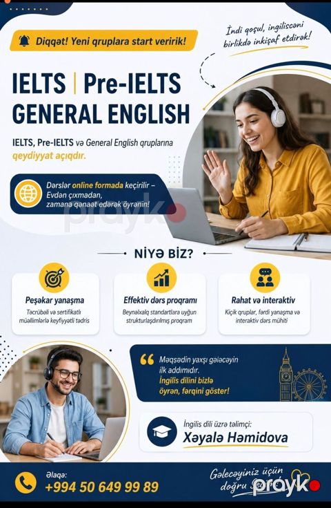 Xarici dil kursu, İngilis dili, Böyüklər üçün, Ielts/toefl — Bakı