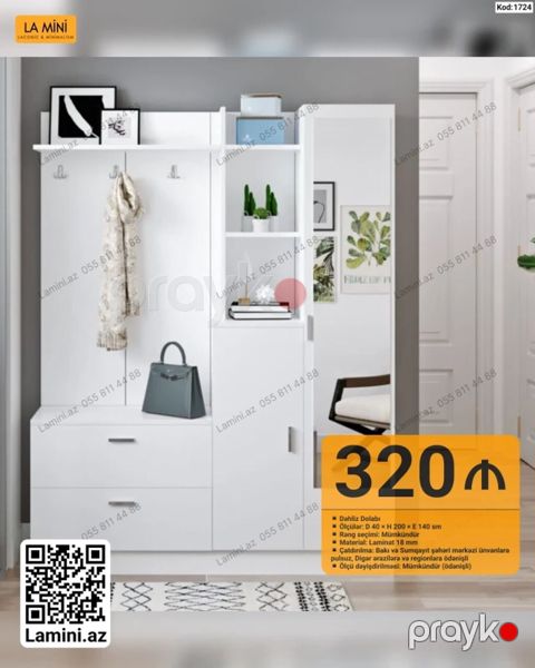 Dəhliz dolabı – La Mini - Ölçülər: D 40 x H 200 x E 140 sm - Rəng — Bakı