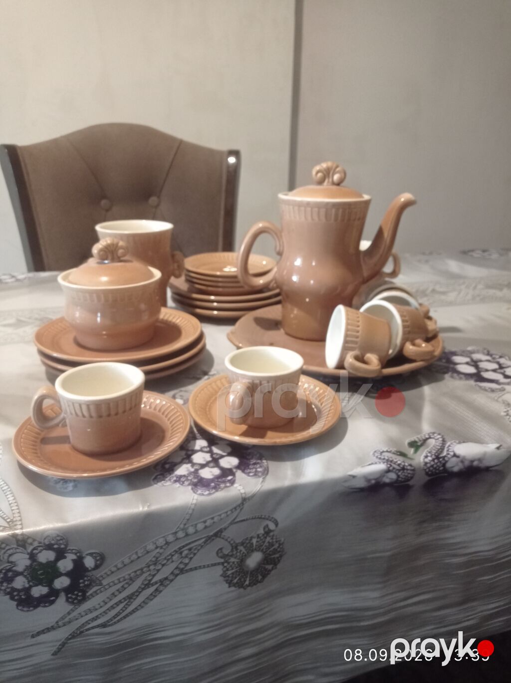 Çay dəsti, rəng - Qəhvəyi, Keramika — Süfrə qabı, Masazır (3)