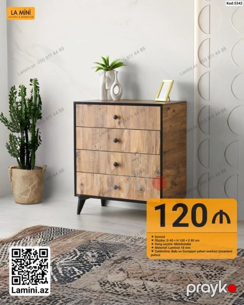 Komod – La Mini (Kod: 5342) - Ölçülər: D 40 H 100 E 80 sm — Bakı