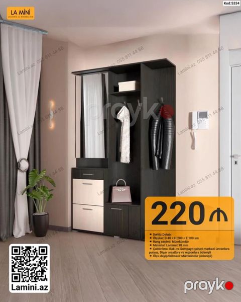 Dəhliz dolabı – La Mini (Kod: 5334) - Ölçü: D 40 H 200 E 100 sm — Bakı