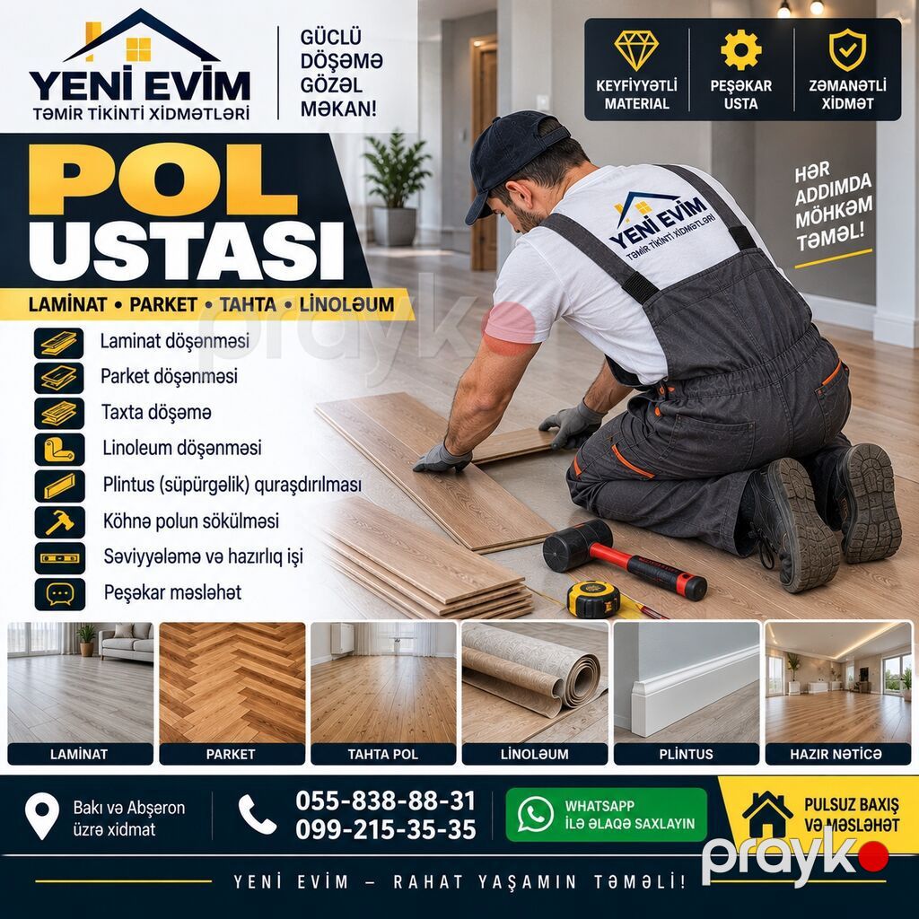 Yeni Evim – Aboy, Santexnik, Elektrik Ustası Xidmətləri — Təmir xidmətləri, Bakı (8)