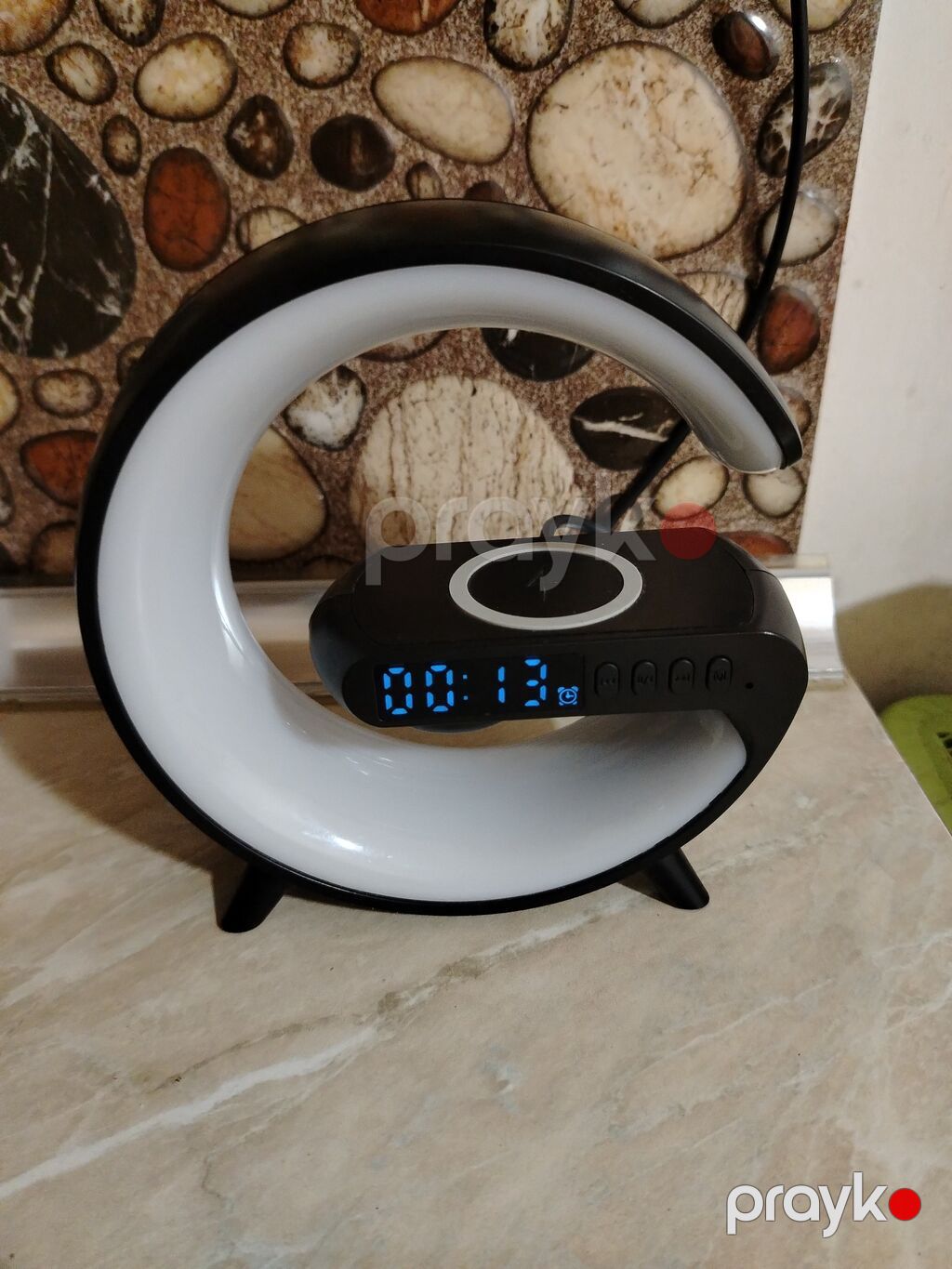 LED smart masa lampası – rgb işıqlandırma + simsiz şarj + saat — Döşəmə və stol lambaları, Saatlı (3)