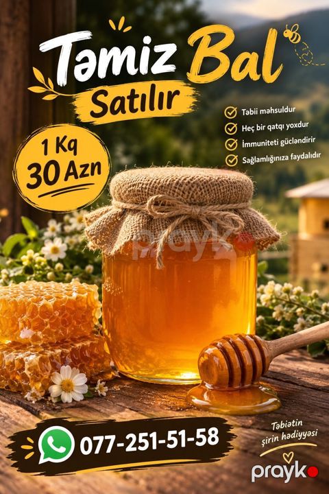 Təmiz BAL – 1 kq Məhsulun xüsusiyyətləri: - Təbii məhsuldur - Heç bir — Ağsu