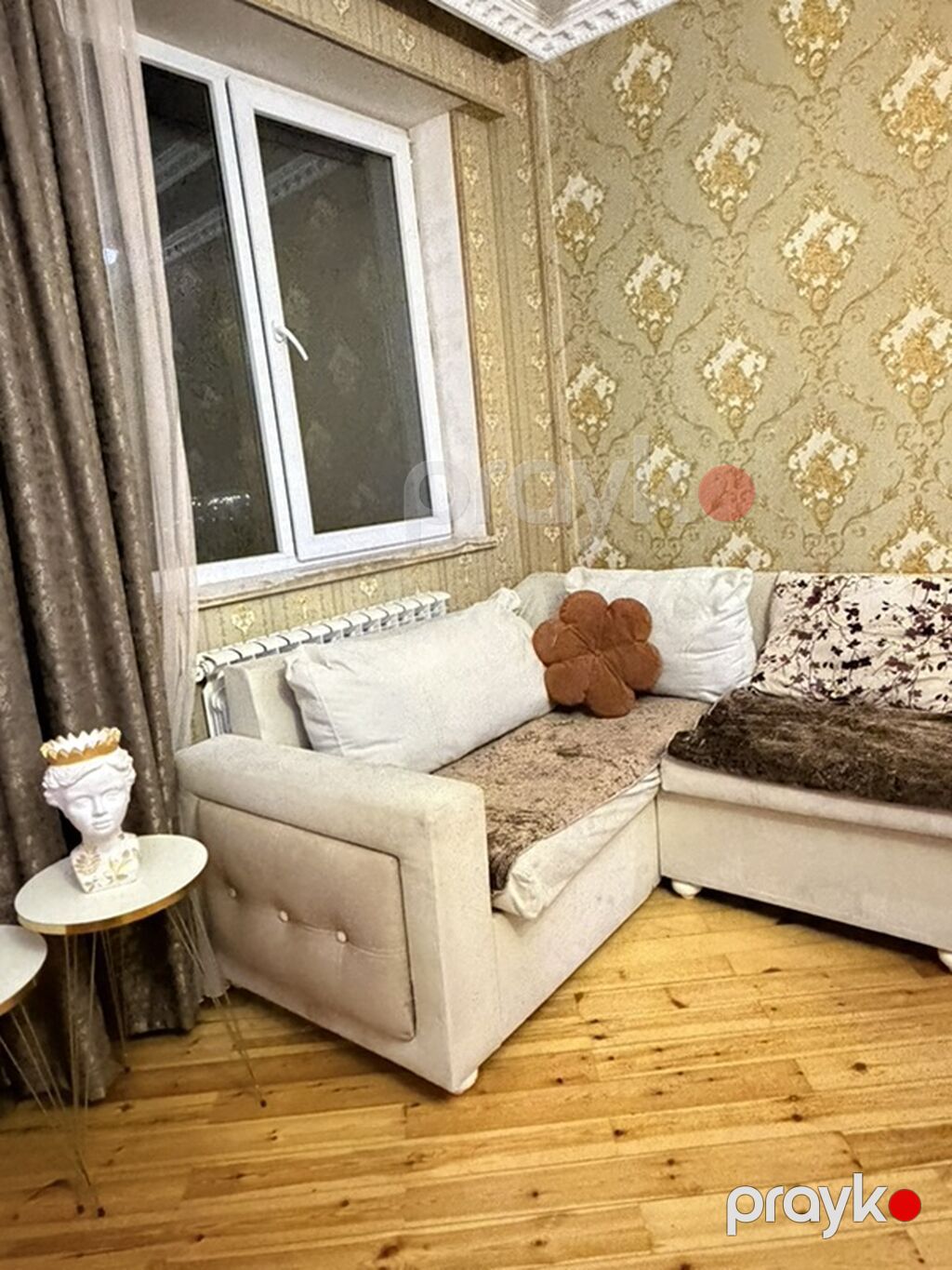 Künc divan – yumşaq parça üzlü, açıq bej rəngdə L formalı model — Divanlər, Bakı (4)