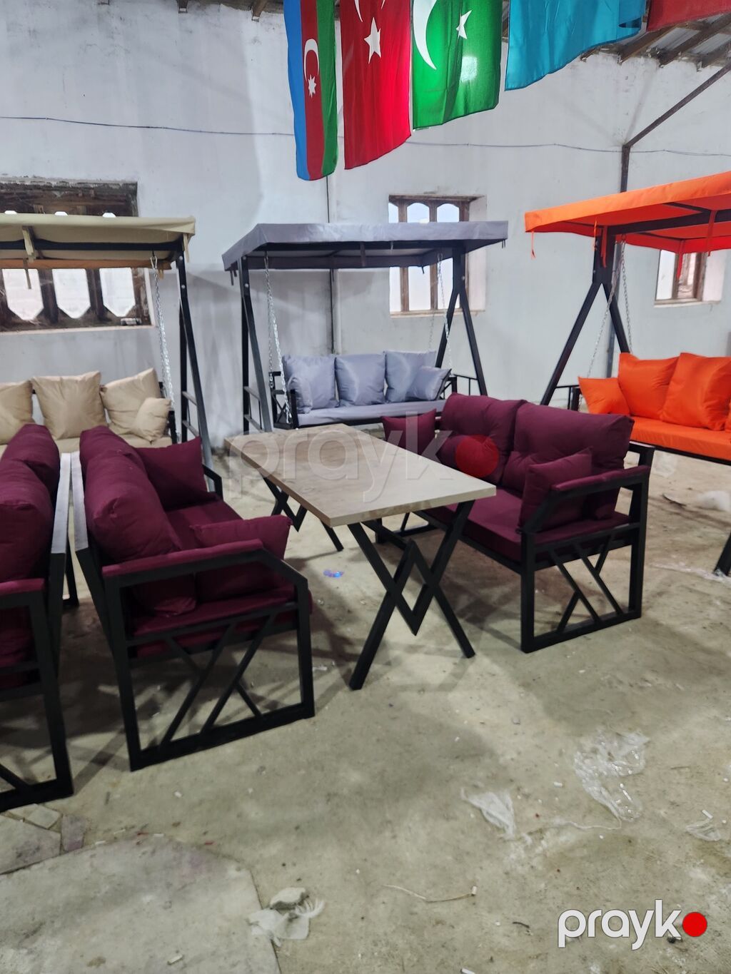 Metall karkaslı bağ/terras mebel dəsti - Tərkib: 1 ədəd düzbucaqlı — Mobilya dəstləri, Bakı (2)