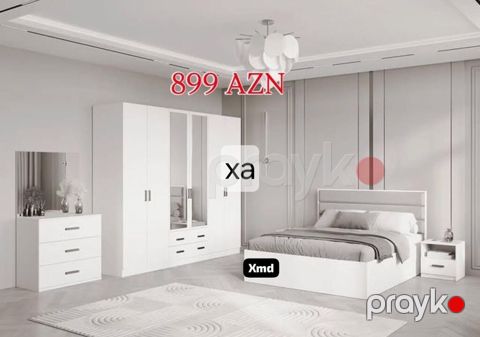 Ağ rəngdə müasir yataq otağı dəsti Tərkibi: - 1 ədəd çift nəfərlik — Xırdalan