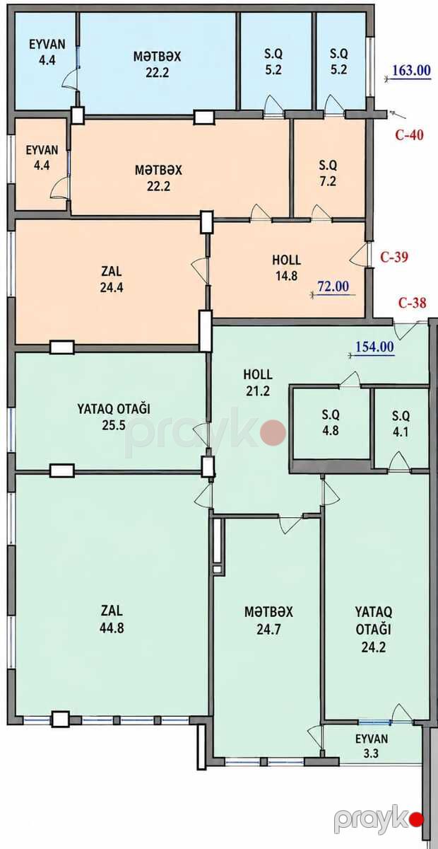 Satılır 3 otaqlı yeni tikili 154 m² — Mənzil, Bakı (4)
