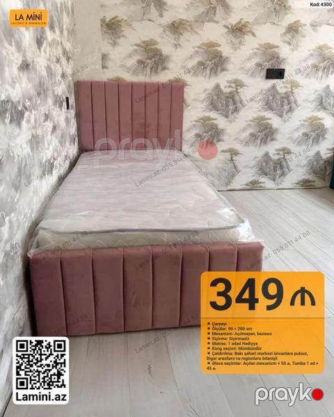 Məhsul: Tək nəfərlik çarpayı (Kod: 4300) - Ölçü: 90 200 sm — Bakı