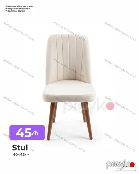Stul – 40×45 sm - Yumşaq oturacaq və şaquli tikişli arxa dayağı ilə — Bakı