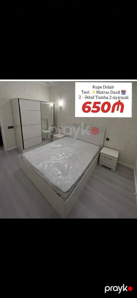 Yataq otağı dəsti – 650₼ Dəst tərkibi: - Kupe dolab (sürgülü), bir — Bakı