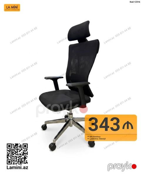 Ofis kreslosu – ergonomik dizayn, tənzimlənən başlıq və qollar — Bakı