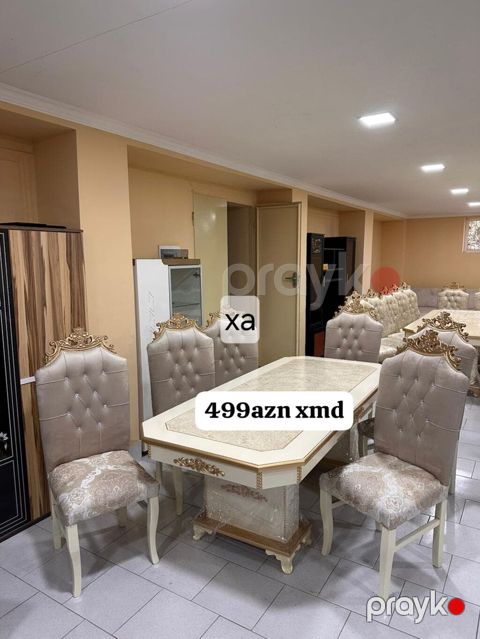 Klassik üslubda yemək dəsti - Dəst: 1 ədəd düzbucaqlı masa + 6 ədəd — Xırdalan