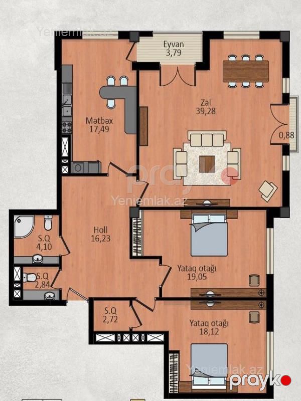Satılır 4 otaqlı Bina evi menzil (Yeni tikili), 125 m², Nərimanov rayonu — Mənzil, Bakı (2)