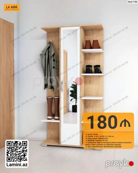 Dəhliz dolabı – La Mini (Kod: 1740) - Ölçülər: D 40 H 200 E 100 — Bakı