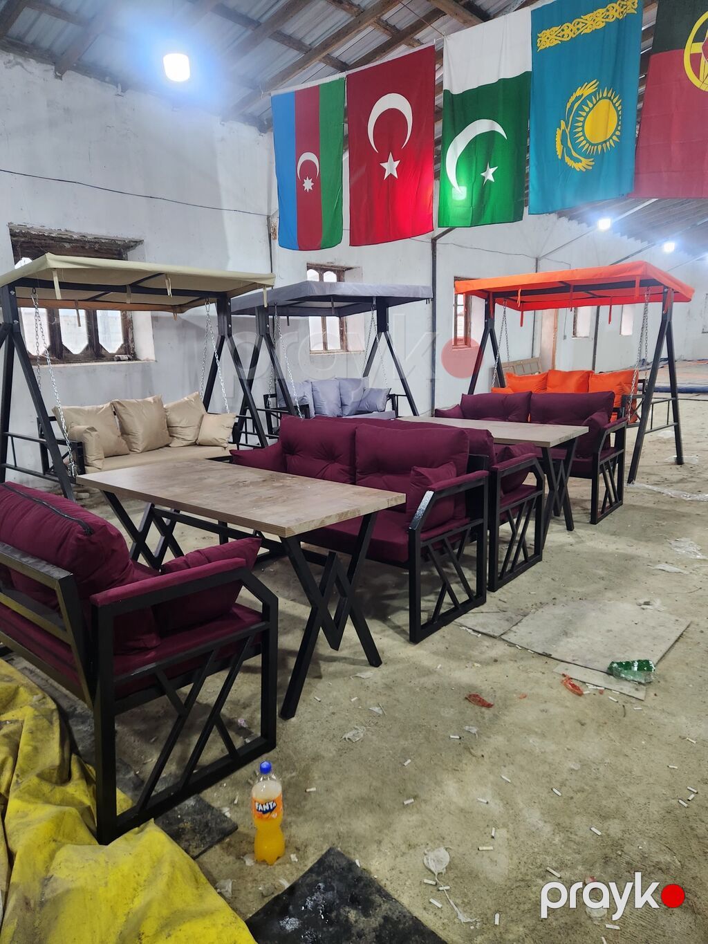 Metall karkaslı bağ/terras mebel dəsti - Tərkib: 1 ədəd düzbucaqlı — Mobilya dəstləri, Bakı (3)