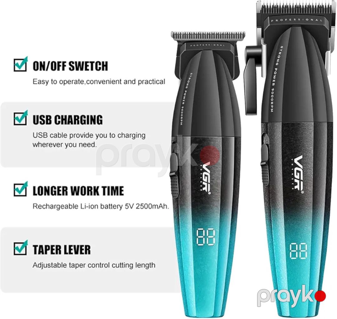 Professional təraş aparatı dəsti VGR 640 2500MAH 9000RPM Ceramic Blades Cord/Cordless — Gözəllik və səhiyyə, Bakı (11)