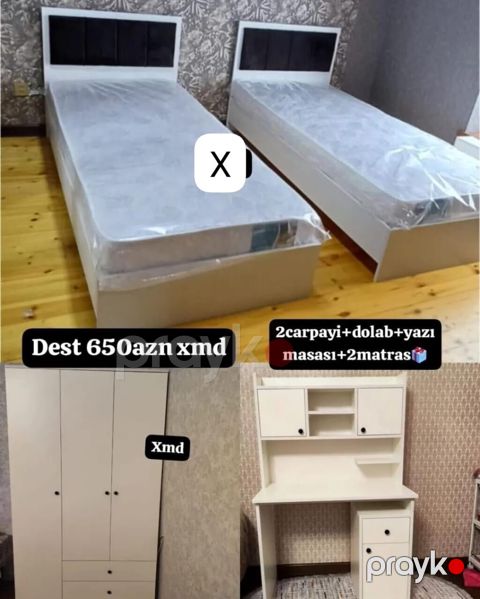 Uşaq/yeniyetmə otağı üçün mebel dəsti Tərkib: - 2 ədəd çarpayı - 2