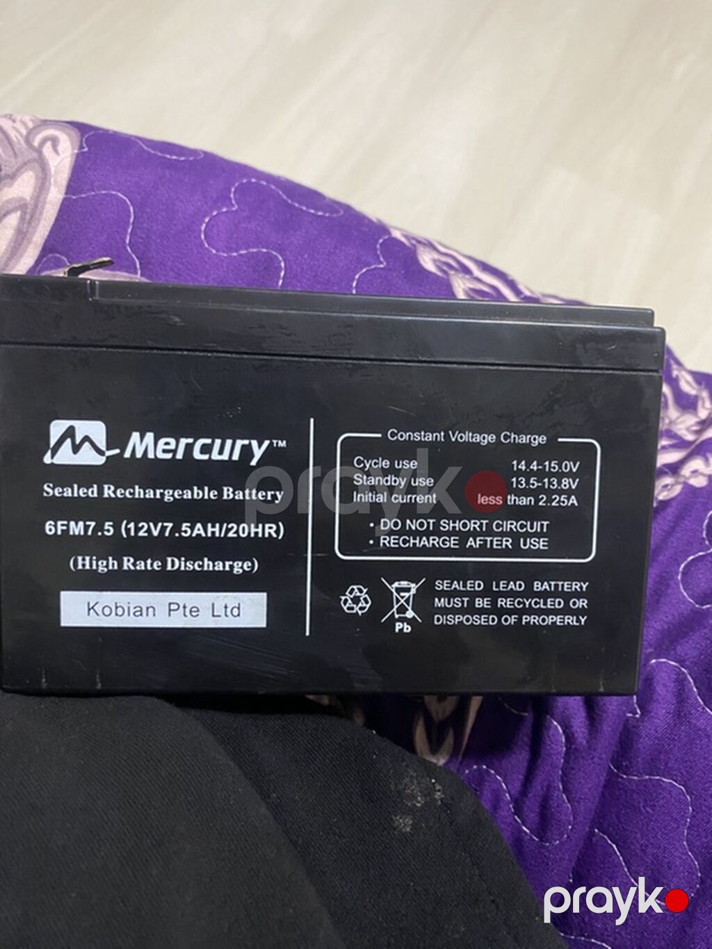 Mercury markalı doldurulan akkumulyator - Model: 6FM7.5 — Akkumulyatorlar, Masazır (4)