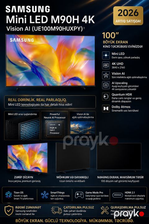 Samsung Mini LED M90H 4K Vision AI 100 inç