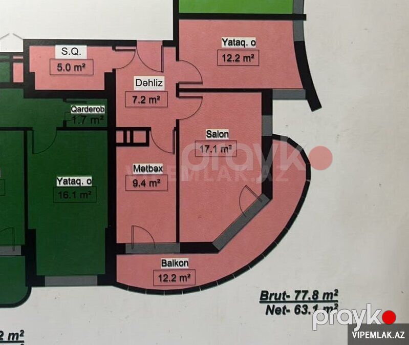 Qaradağ rayonunda 2 otaqlı Yeni tikili Satılır, 78 m² — Mənzil, Bakı (5)
