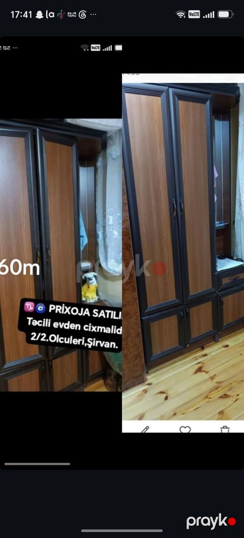 Prijoqa dolabı - Model: 2 qapılı üst bölmə + alt bölmələr, yanaşma — Şirvan