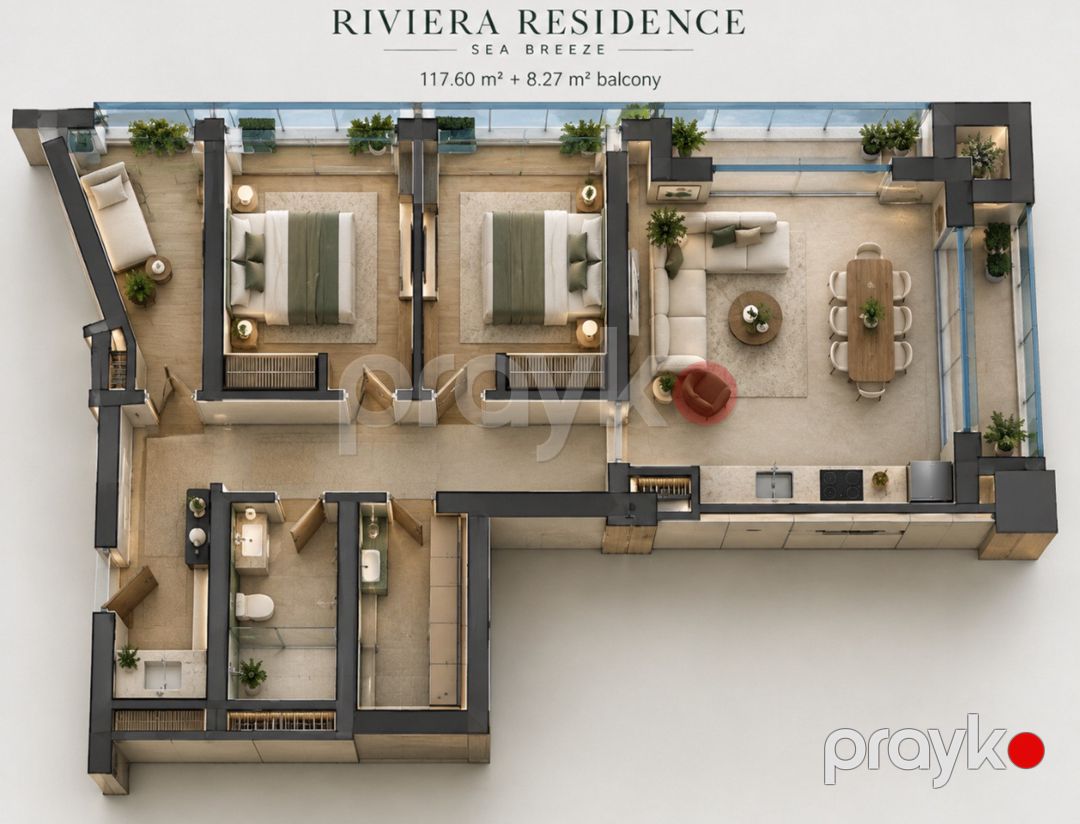 Satılır 3 otaqlı yeni tikili 117.6 m² — Mənzil, Bakı (7)