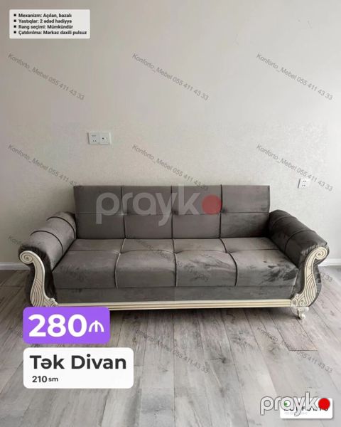 Tək divan – 210 sm - Rəng seçimi: mümkündür - Mexanizm: açılan — Bakı