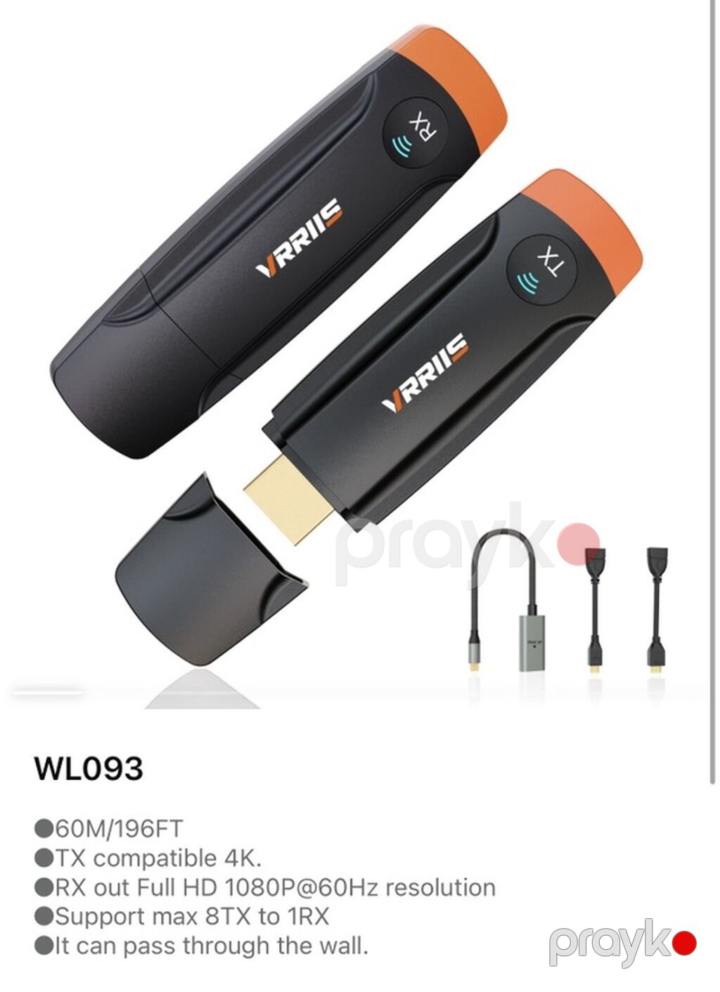Kabelsiz HDMI həlləri – Vrrıııs WL093 və WL094 WL093 - 60 m/196 ft — Video kabel və adapterlər, Bakı (4)