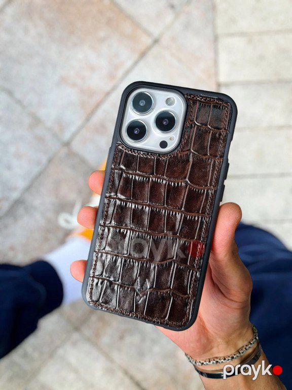 "Apple iPhone 14/ iPhone 14 Pro Max" kroko qəhvəyi arxalıq — Smartfonlar, Bakı (2)