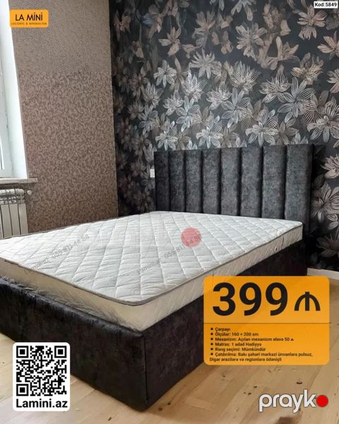 LA Mini çarpayı – kod: 5849 - Ölçü: 160 200 sm - Açilən mexanizm — Bakı
