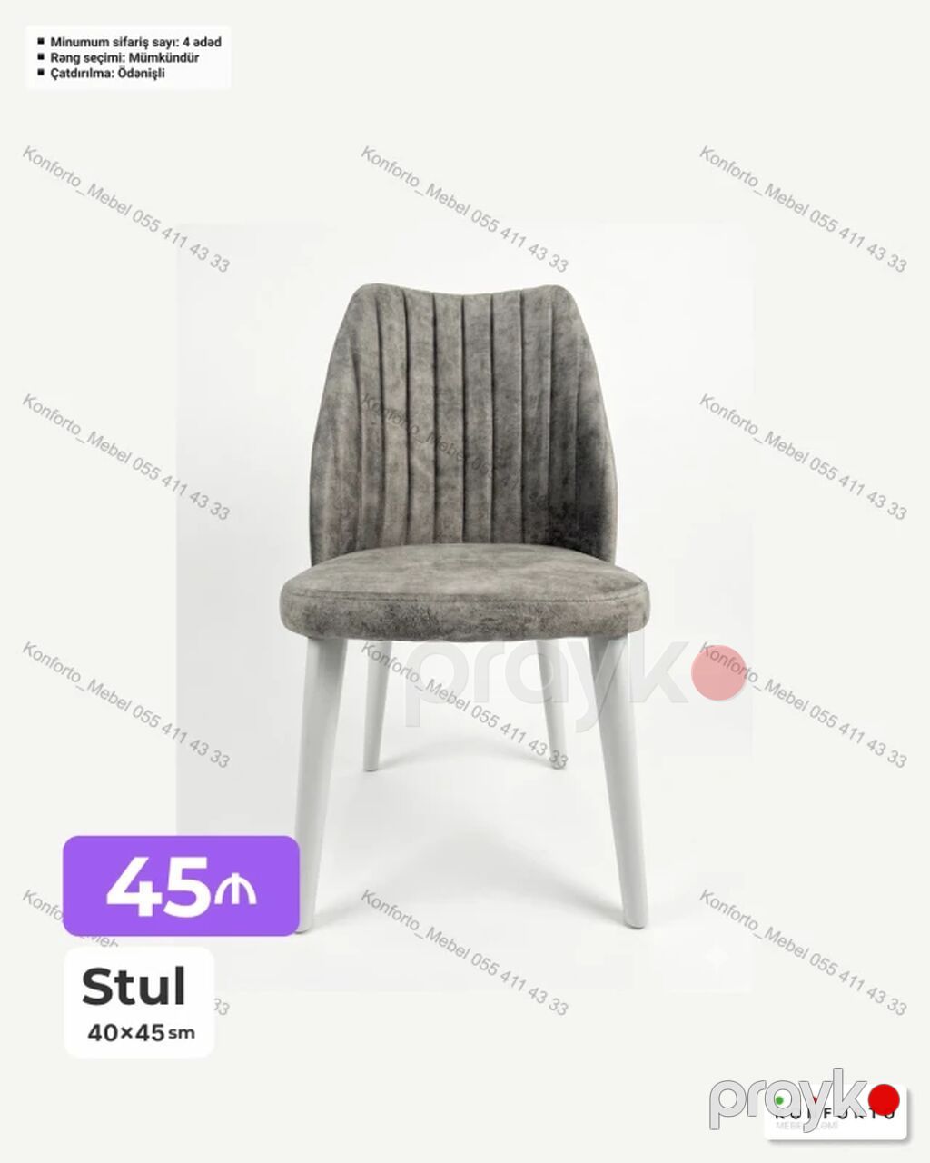 Məhsul: Ev və ofis üçün mebel 1) Stul – 49×49 sm - Zərif dizaynlı — Stullar, Bakı (9)