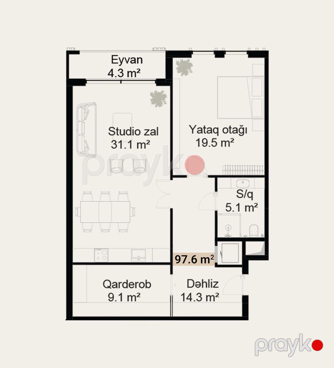 Satılır 1 otaqlı yeni tikili 97.6 m² — Mənzil, Qusar (5)