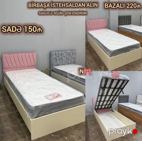Bazalı tək nəfərlik çarpayı - Birbaşa istehsaldan - Başlıq: yumşaq — Xırdalan