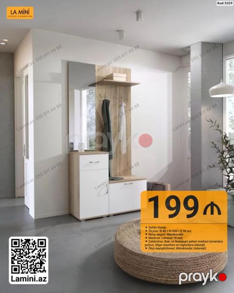 Dəhliz dolabı – La Mini (Kod: 5329) - Ölçülər: D 40 H 200 E 90 sm — Bakı