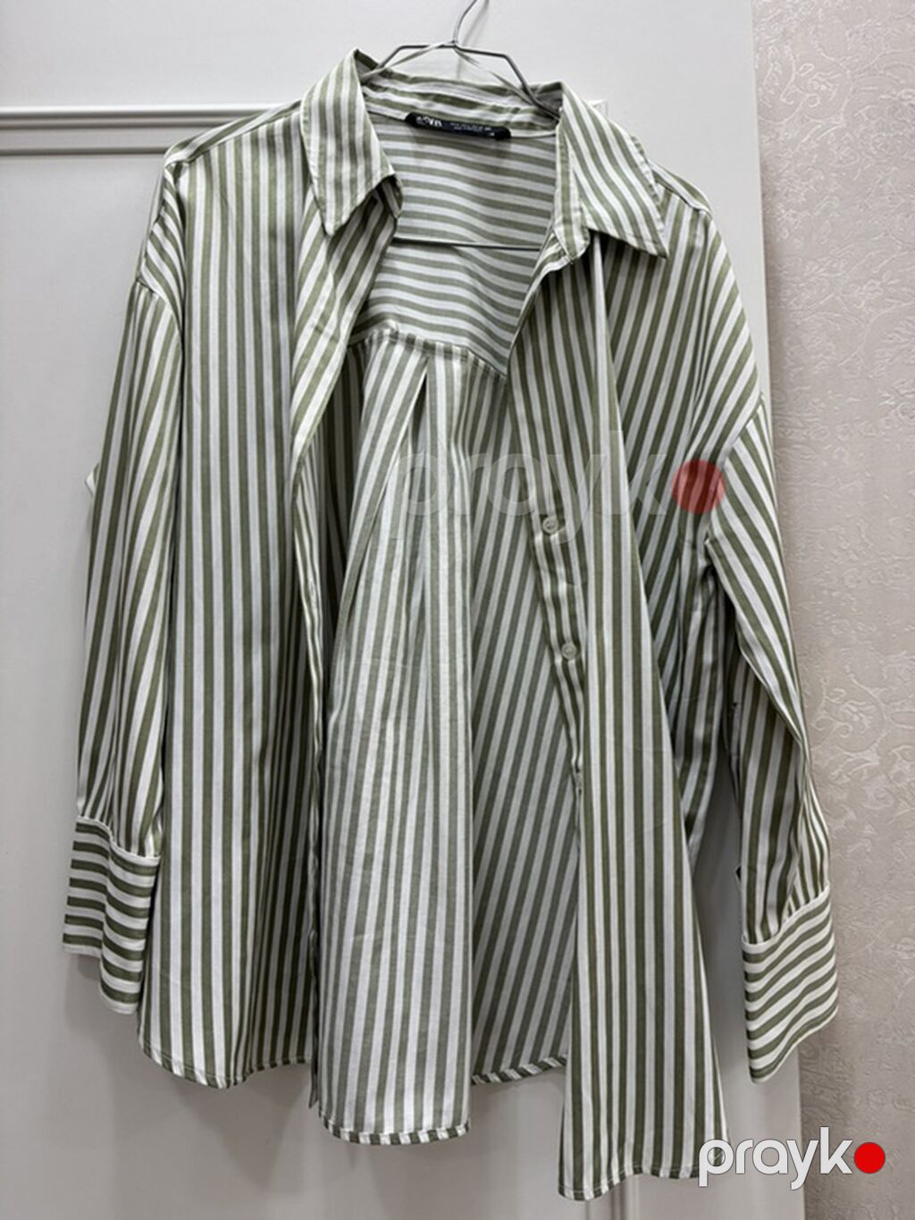 Zara qadın köynəyi – zolaqlı, oversize kəsim. - Brend: Zara (etiketdə — Köynək, Digah (4)
