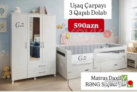 Uşaq otağı üçün dəst: - Uşaq çarpayısı qoruyucu yan bamperlə - Aşağı — Bakı