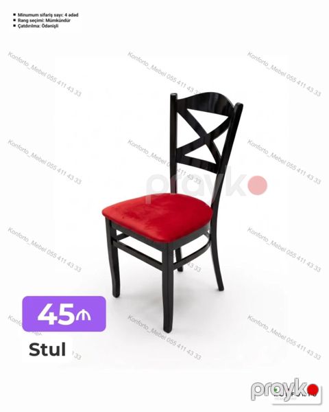 Stul – 45₼ - Material: taxta karkas, möhkəm konstruksiya - Oturacaq — Bakı