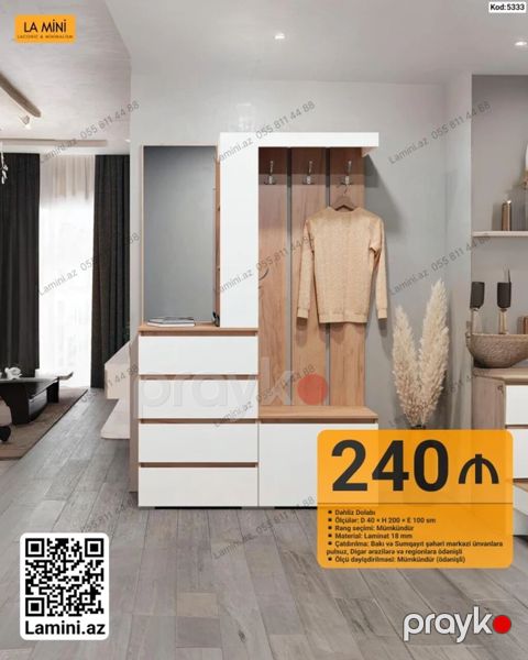 Daxili Dolab – dəhliz üçün funksional mebel dəsti - Model kodu: 5333 — Bakı