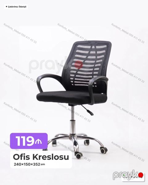 Ofis kreslosu - Nəfəsalan tor bel hissəsi: uzun oturuşlarda rahatlıq — Bakı