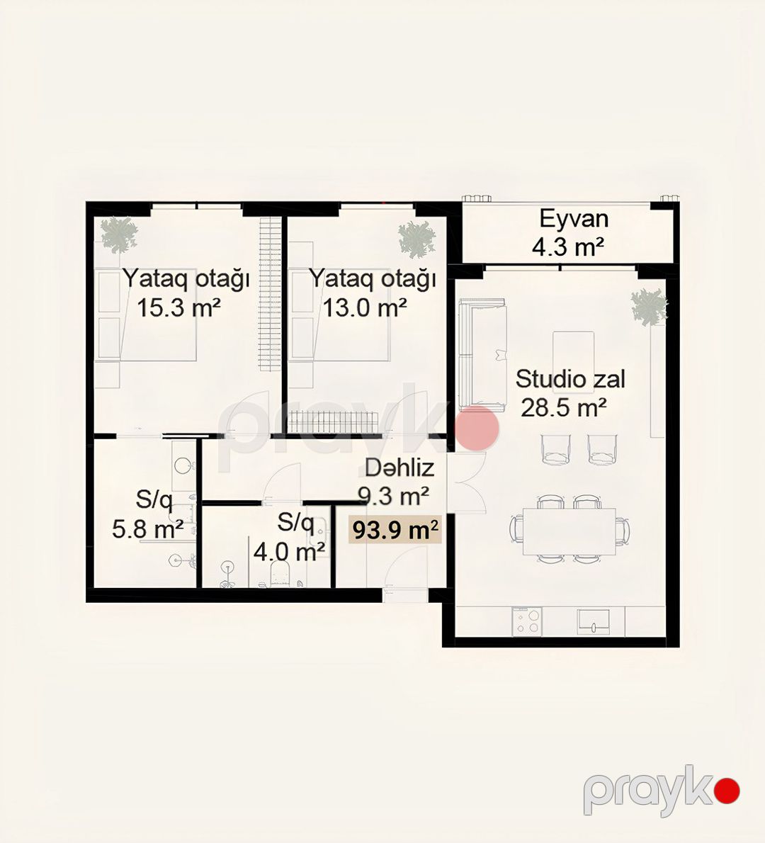 Satılır 2 otaqlı yeni tikili 93.9 m² — Mənzil, Qusar (5)