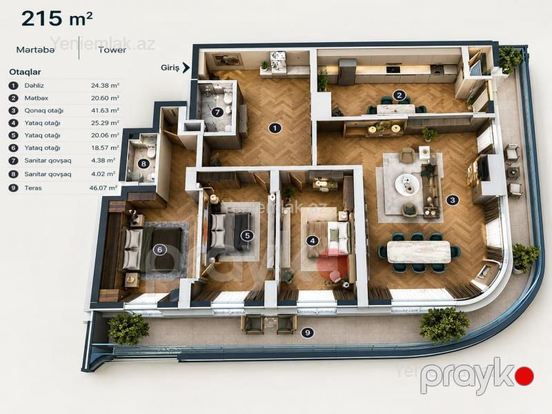 Satılır 4 otaqlı Bina evi menzil (Yeni tikili), 215 m², Xətai rayonu — Mənzil, Bakı (4)