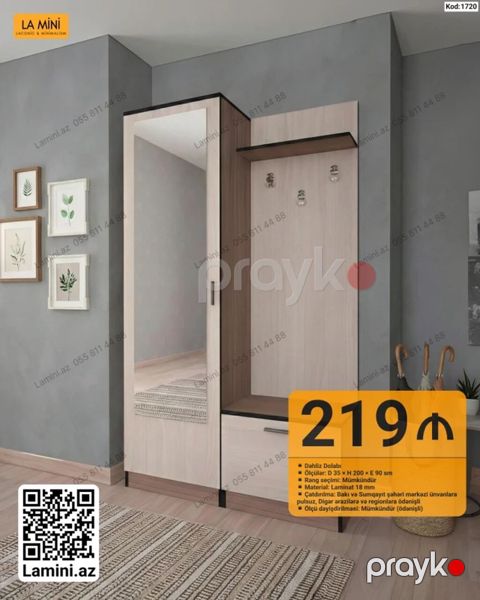 Dəhliz dolabı – La Mini (Kod: 1720) Xüsusiyyətlər: - Ölçü: D 35 H — Bakı