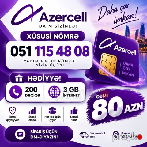 Azercell nömrə – (051) 115-48-08 — Bakı