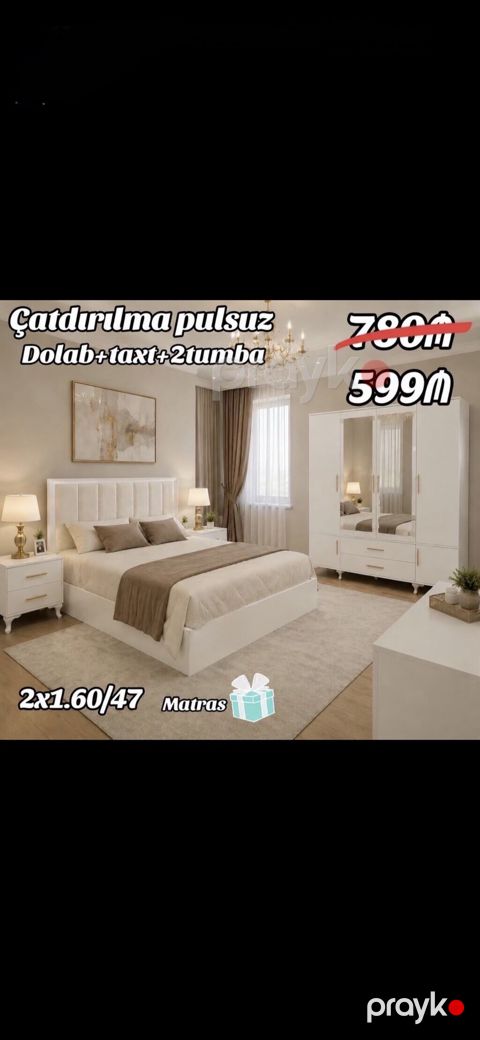 Yataq otağı dəsti Komplekt: - Dolab - Taxt - 2 ədəd tumba - Hədiyyə — Bakı