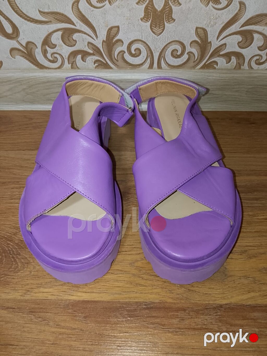 Bənövşəyi rəngli qadın sandal - Üst hissə: yumşaq dəri effektli — Sandal, Bakı (3)