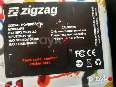 Zigzag Hoverboard – Model K8 - Batareya: 29.4V 3.0 - Giriş (adapter) — Bakı