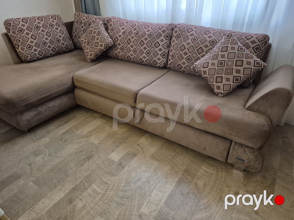 Диван угловой Embawood Из велюровой ткани в отличном состоянии. Künc — Divanlər, Bakı (2)